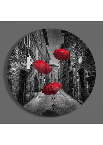 Kırmızı Şemsiyeler Cam Tablo - 60X60 cm fiyatları