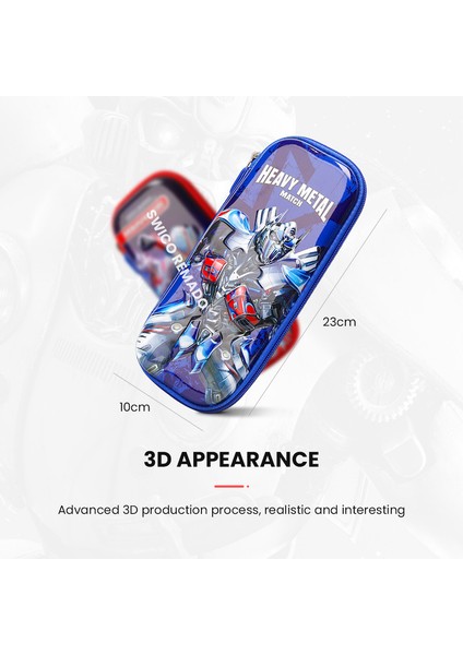 3D Karikatür Desen Baskılı Kalem Kutusu - Sarı/yeşil (Yurt Dışından)