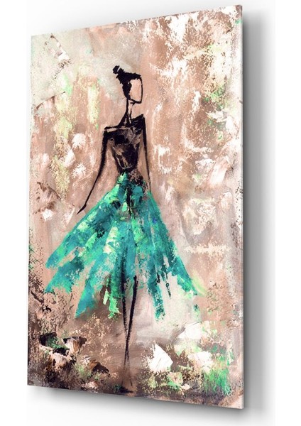 Kadın (Yeşil) Cam Tablo - 72X46 cm