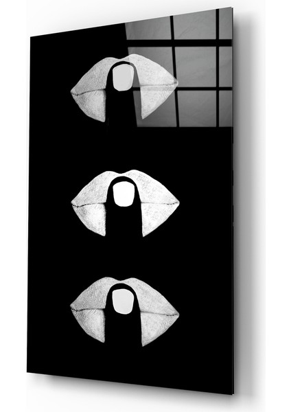 Dudaklar Cam Tablo - 110X70 cm