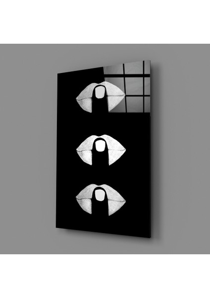 Dudaklar Cam Tablo - 110X70 cm