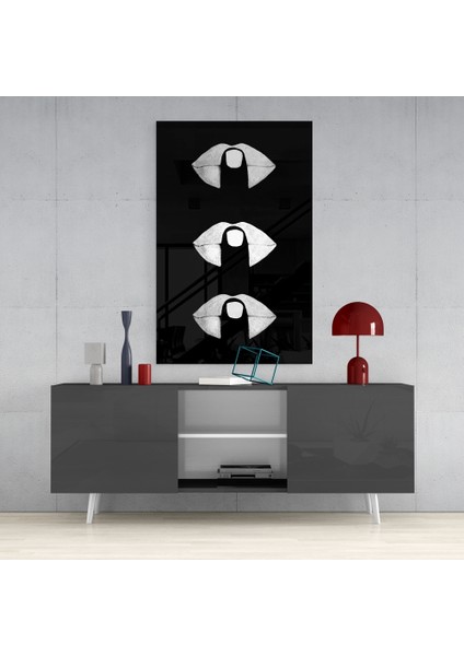 Dudaklar Cam Tablo - 110X70 cm