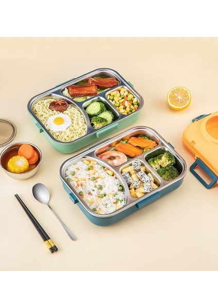 Plastik Çift Katmanlı Yemek Kabı - Yeşil (Yurt Dışından)