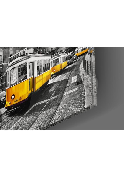Lizbon Sarı Tramvay Cam Tablo - 40X40 cm modelleri