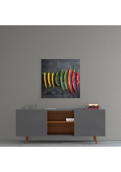 Renkli Biberler Cam Tablo - 40X40 cm fırsatları