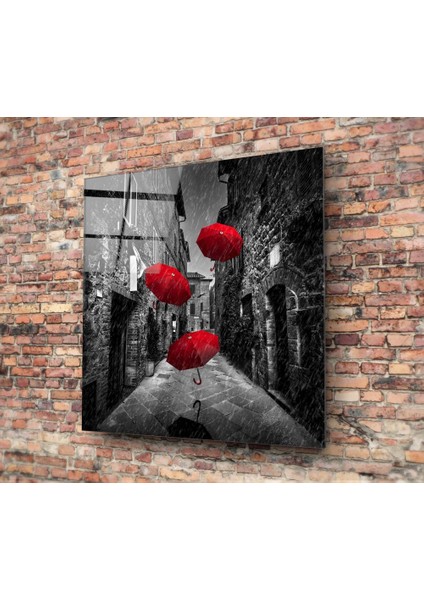 Kırmızı Şemsiye Cam Tablo - 40X40 cm fiyatları