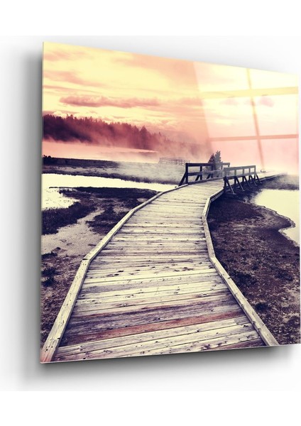 Gün Batımı Manzara Cam Tablo - 40X40 cm