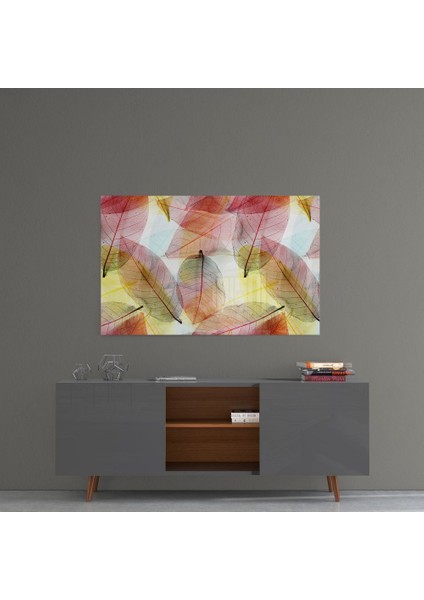 Renkli Yapraklar Cam Tablo - 72X46 cm fırsatları