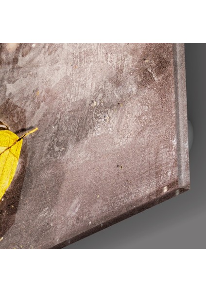 Sarı Yaprak Cam Tablo - 72X46 cm