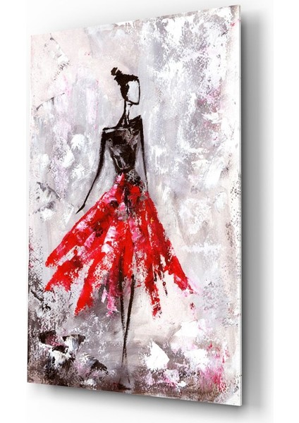 Kadın (Kırmızı) Cam Tablo - 72X46 cm