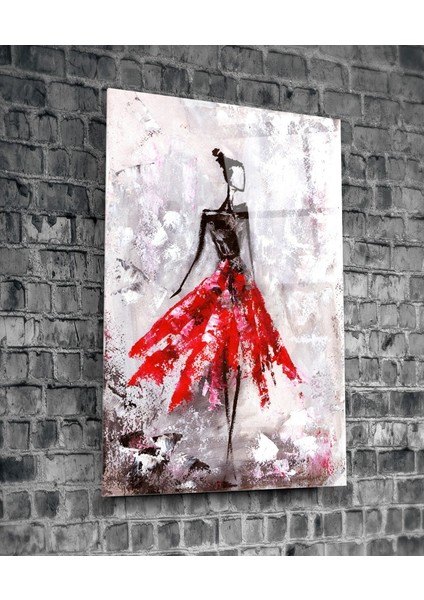 Kadın (Kırmızı) Cam Tablo - 72X46 cm