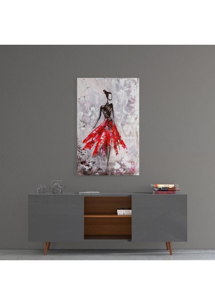 Kadın (Kırmızı) Cam Tablo - 72X46 cm