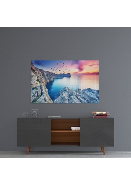 Kızıl Gün Batımı Cam Tablo - 72X46 cm fırsatları