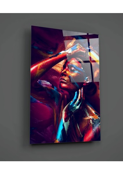 Kadın Portre 3 Cam Tablo - 72X46 cm fiyatları
