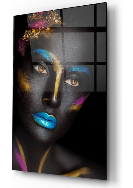 Kadın Portre 8 Cam Tablo - 72X46 cm