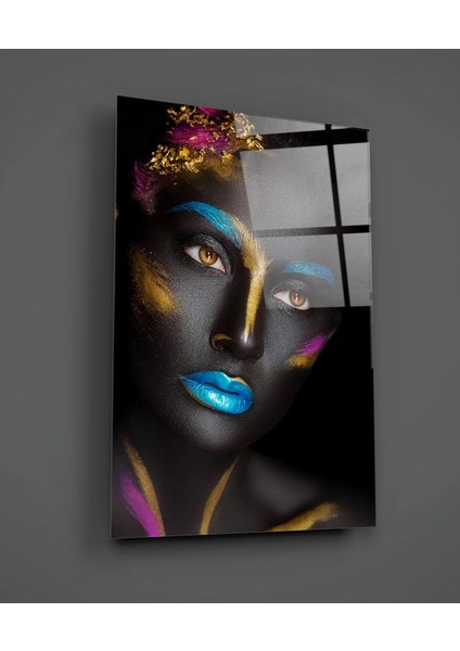 Kadın Portre 8 Cam Tablo - 72X46 cm