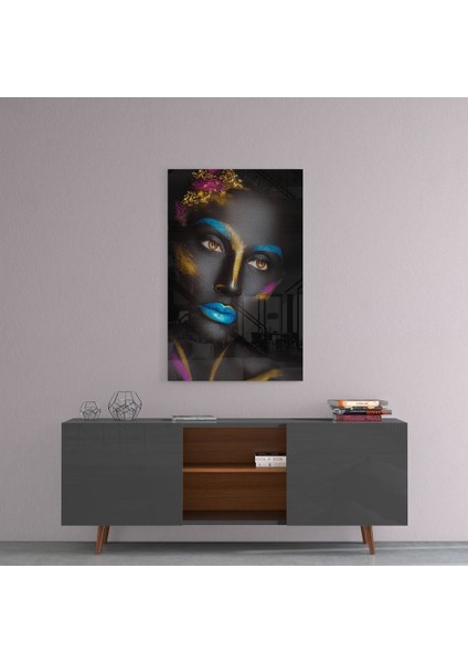 Kadın Portre 8 Cam Tablo - 72X46 cm