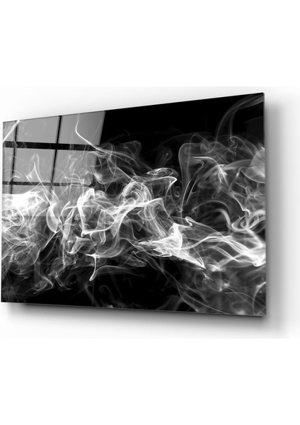 Beyaz Duman Cam Tablo - 72X46 cm