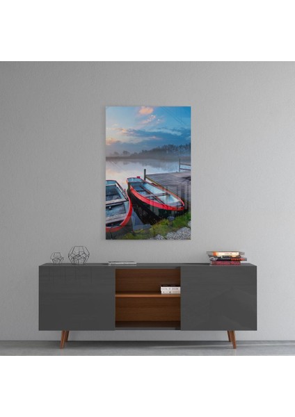 Göl ve Kayıklar Manzara Cam Tablo - 72X46 cm fiyatları