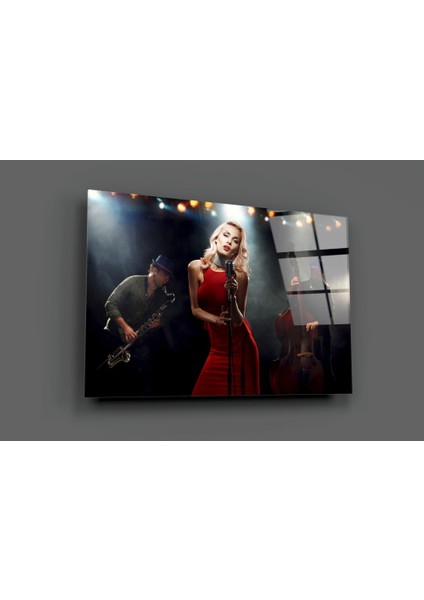 Kadın Müzisyen Cam Tablo - 72X46 cm fiyatları