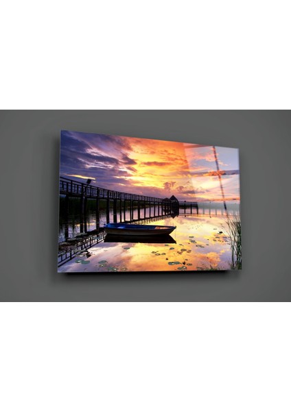 Rıhtımda Gün Batımı Cam Tablo - 72X46 cm fiyatları