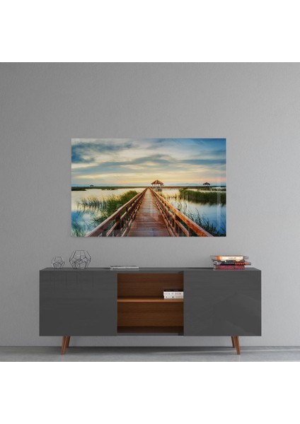 Gölde Uzun Rıhtım Cam Tablo - 72X46 cm fırsatları