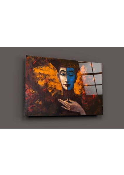 Soyut Kadın Portre Cam Tablo - 72X46 cm fiyatları