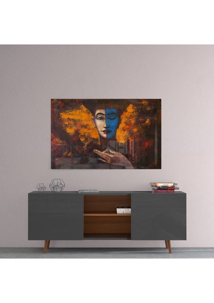 Soyut Kadın Portre Cam Tablo - 72X46 cm fırsatları