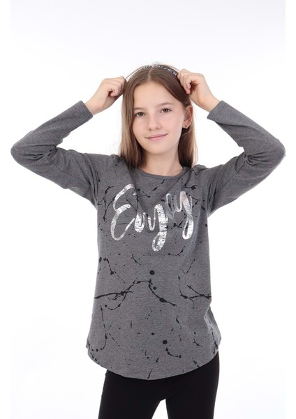 Toontoy Kız Çocuk Varaklı Enjoy Baskılı T-Shirt indirimleri