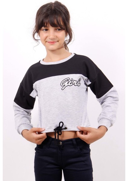 Toontoy Kız Çocuk Varaklı Girl Baskılı Sweatshirt