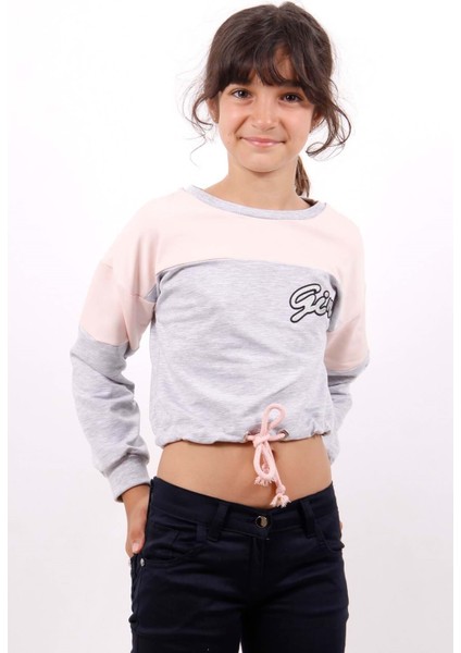 Toontoy Kız Çocuk Varaklı Girl Baskılı Sweatshirt