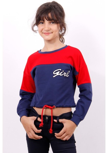 Toontoy Kız Çocuk Varaklı Girl Baskılı Sweatshirt