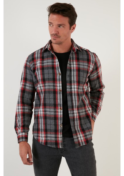 Ekoseli Uzun Kollu Slim Fit Kışlık Gömlek Erkek Gömlek CF21W112844 fiyatları