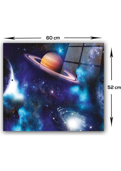 Cam Ocak Arkası Koruyucu | Galaksi Desen - Renkli | 52cm x 60cm fiyatları