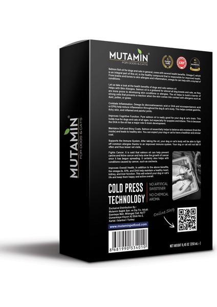 Mutamin Organics Norveç Somon Balık Yağı 250 ml