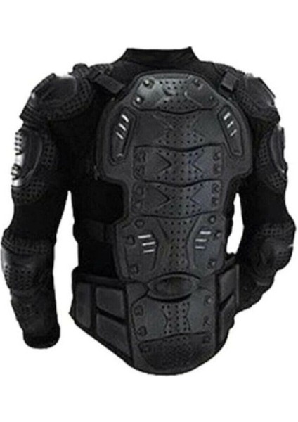 Body Armor Fileli Yazlık Full Koruma Omuz Sırt Dirsek Göğüs Karın Koruma Siyah Cross Motorcu Montu