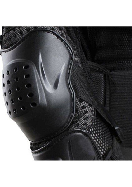 Body Armor Fileli Yazlık Full Koruma Omuz Sırt Dirsek Göğüs Karın Koruma Siyah Cross Motorcu Montu
