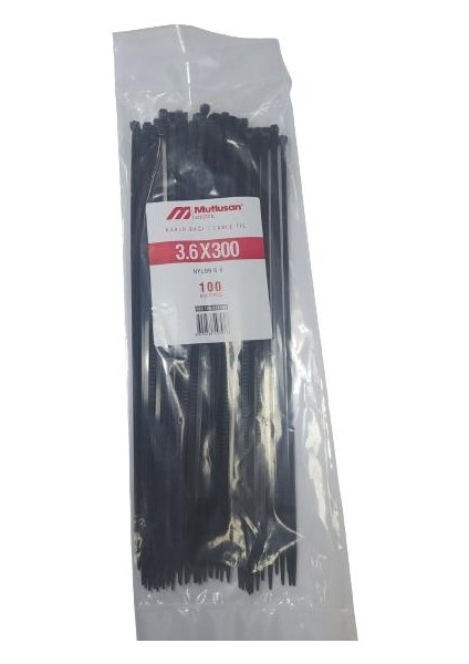 3,6 x 300 mm Kablo Bağı Siyah (100'lü PAKET-10ADET) Mutlusan
