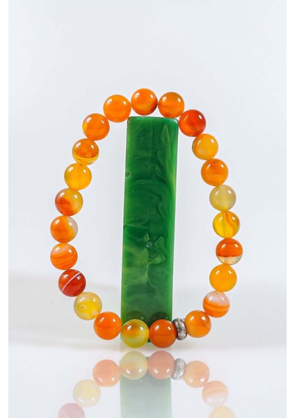 Portakal Renk Akik Taşı Bileklik