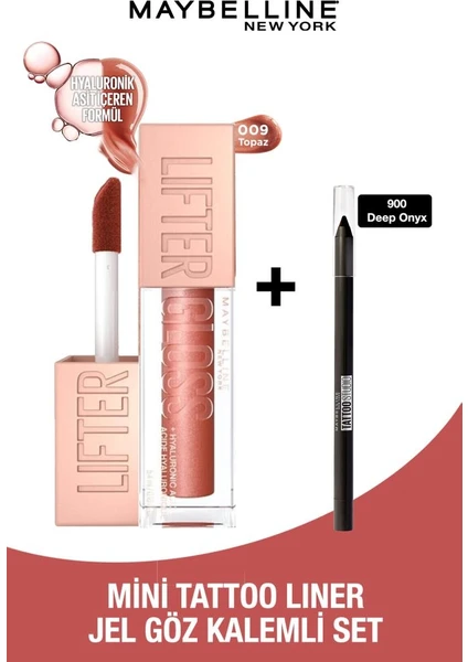 Maybelline New York Lifter Gloss + Mini Tattoo Liner Jel Göz Kalemli Set