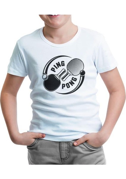 Masa Tenisi - Ping Pong Ying Yan Beyaz Çocuk Tshirt