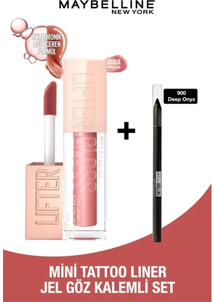 Maybelline New York Lifter Gloss 003 Moon + Mini Tattoo Liner Jel Göz Kalemli Set