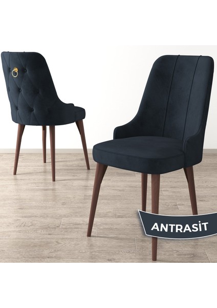 Concept Nev Serisi 80 x 132 cm Açılabilir Barok Ahşap Desen Masa Takımı 6 Sandalye Gold Halkalı