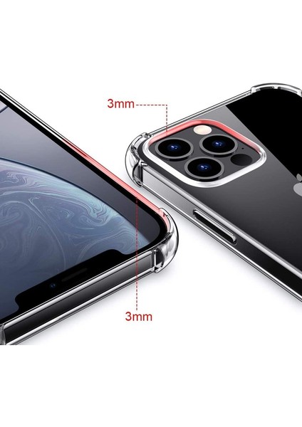 Apple iPhone 12 Pro Kılıf Antishock Sert Kapak+Nano Glass Renksiz
