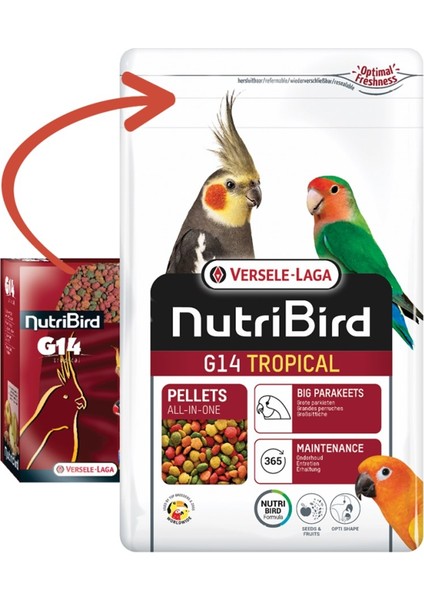 Versele Laga Nutribird G14 Tropıcal Paraket Pelet Yem 1kg