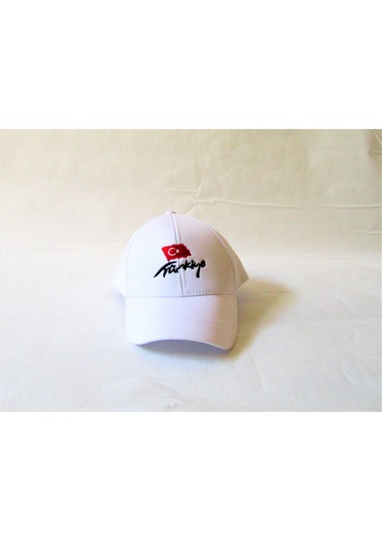 Çocuk Beyaz Renk Türkiye Nakışlı Şapka