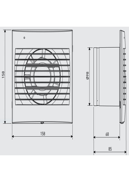 DECOR-100C Banyo Wc Fanı, 100 mm Çap, 95 m³/h Hava Debisi, 40 Desibel Ses Basınç Seviyesi indirimleri