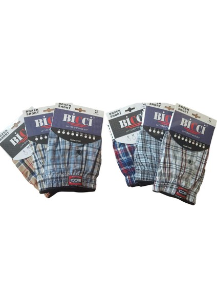 6 Adet Bicci Battal Poplin Boxer Külot Erkek