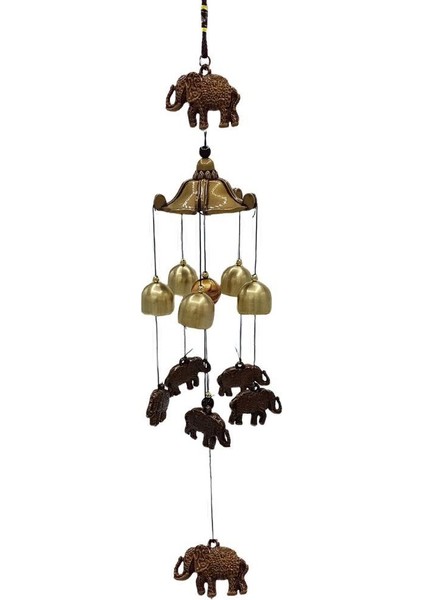 Feng Shui Metal Rüzgar Çanı Şans Bereket Filleri No.2