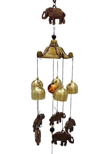 Feng Shui Metal Rüzgar Çanı Şans Bereket Filleri No.2